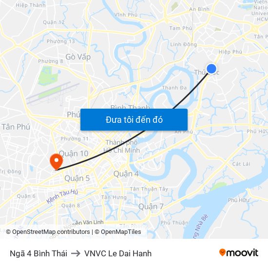 Ngã 4 Bình Thái to VNVC Le Dai Hanh map