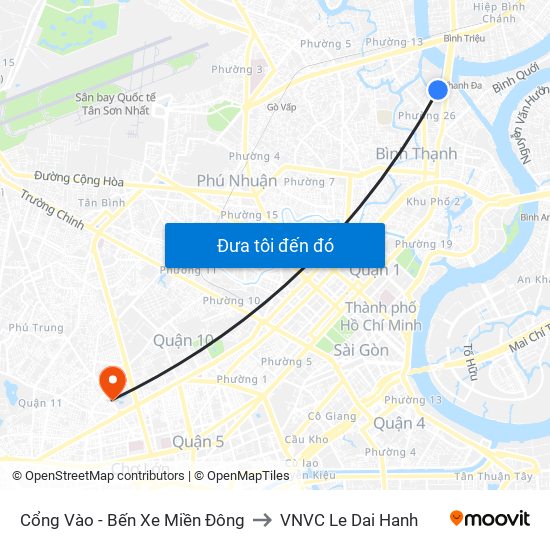 Cổng Vào - Bến Xe Miền Đông to VNVC Le Dai Hanh map