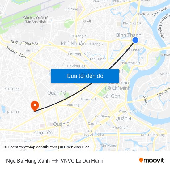 Ngã Ba Hàng Xanh to VNVC Le Dai Hanh map