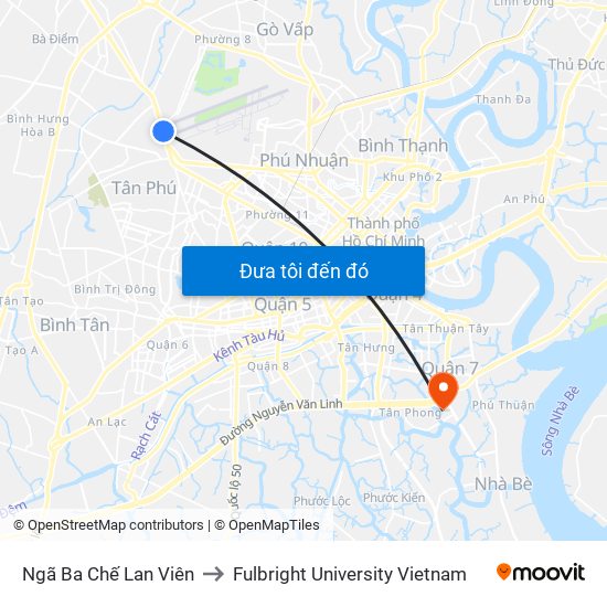 Ngã Ba Chế Lan Viên to Fulbright University Vietnam map