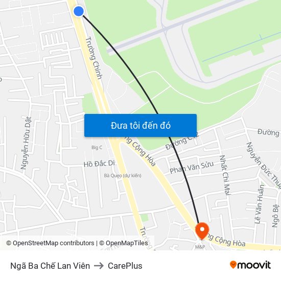 Ngã Ba Chế Lan Viên to CarePlus map
