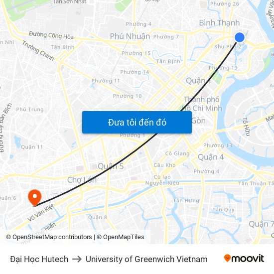 Đại Học Hutech to University of Greenwich Vietnam map
