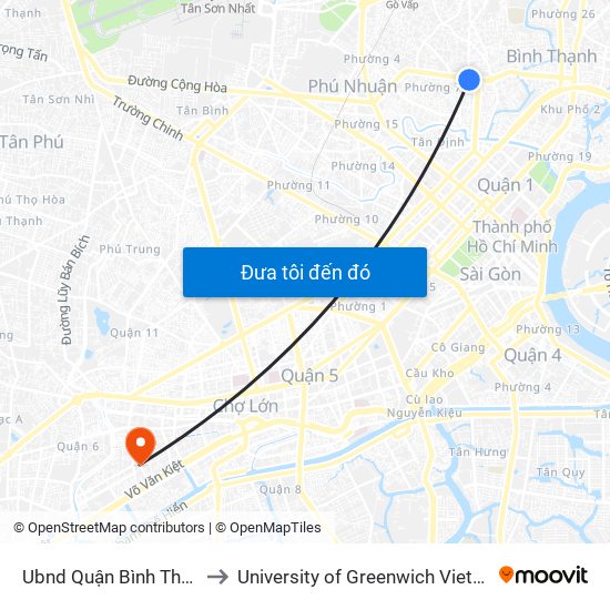 Ubnd Quận Bình Thạnh to University of Greenwich Vietnam map
