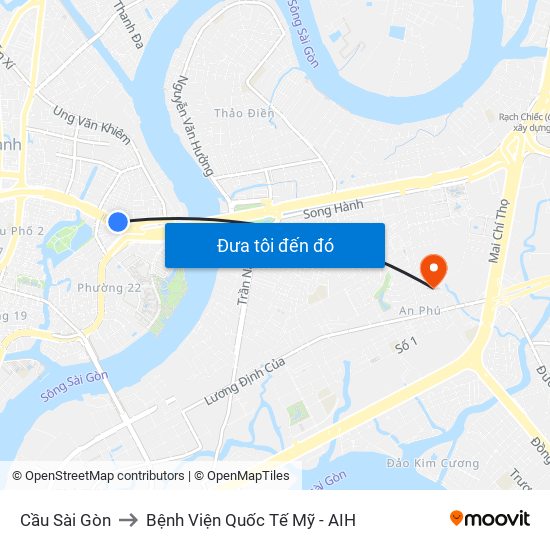 Cầu Sài Gòn to Bệnh Viện Quốc Tế Mỹ - AIH map