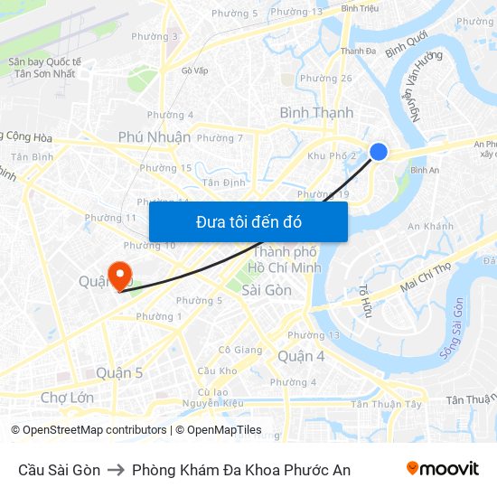 Cầu Sài Gòn to Phòng Khám Đa Khoa Phước An map