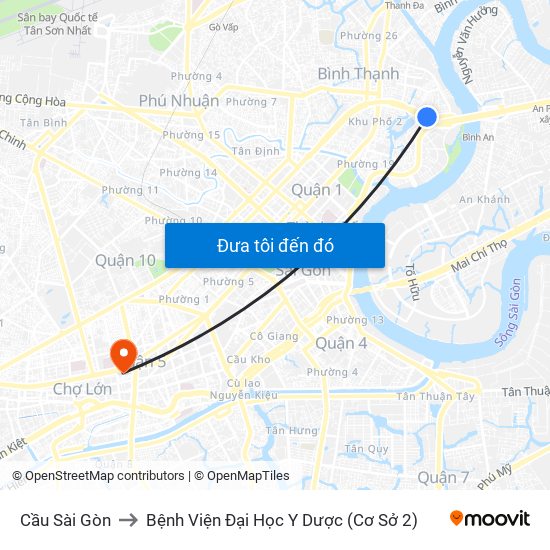 Cầu Sài Gòn to Bệnh Viện Đại Học Y Dược (Cơ Sở 2) map