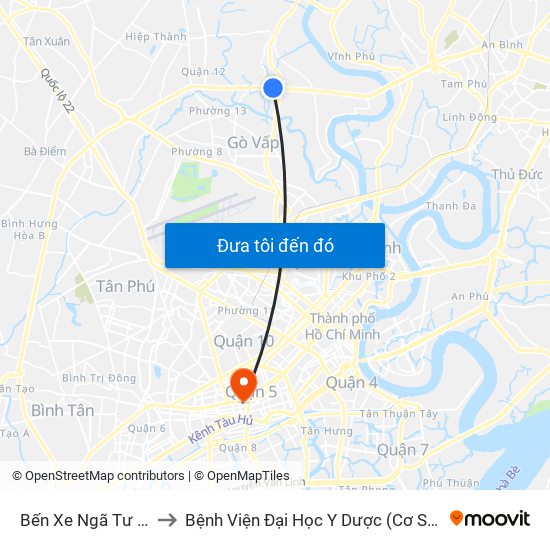 Bến Xe Ngã Tư Ga to Bệnh Viện Đại Học Y Dược (Cơ Sở 2) map