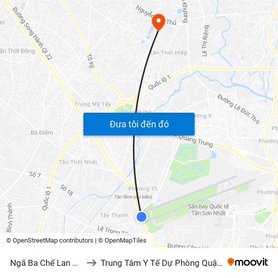 Ngã Ba Chế Lan Viên to Trung Tâm Y Tế Dự Phòng Quận 12 map