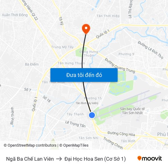 Ngã Ba Chế Lan Viên to Đại Học Hoa Sen (Cơ Sở 1) map