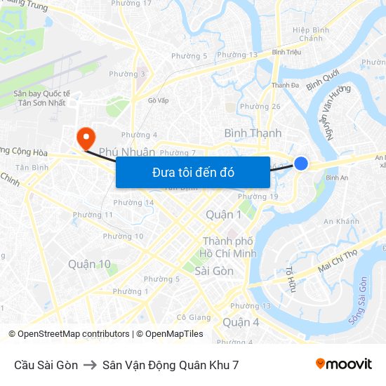 Cầu Sài Gòn to Sân Vận Động Quân Khu 7 map