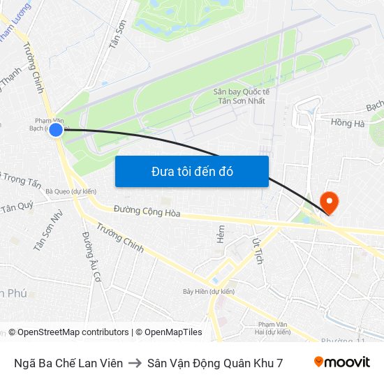 Ngã Ba Chế Lan Viên to Sân Vận Động Quân Khu 7 map