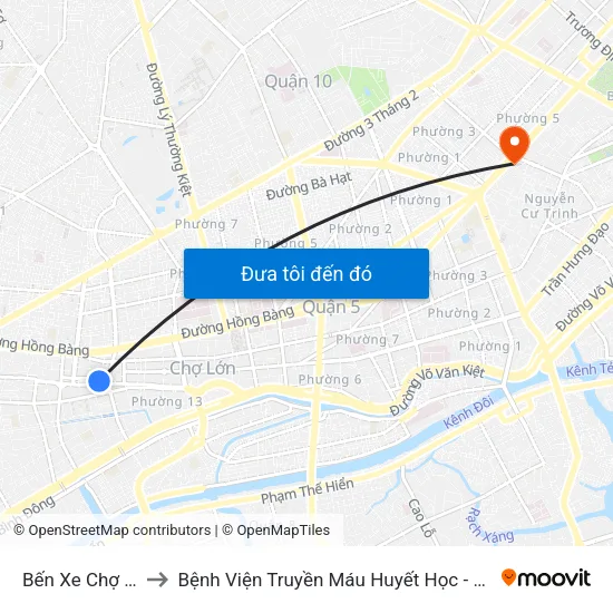 Bến Xe Chợ Lớn to Bệnh Viện Truyền Máu Huyết Học - Cơ Sở 2 map