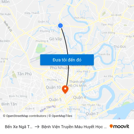 Bến Xe Ngã Tư Ga to Bệnh Viện Truyền Máu Huyết Học - Cơ Sở 2 map