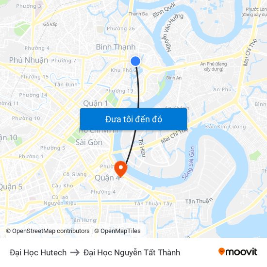 Đại Học Hutech to Đại Học Nguyễn Tất Thành map