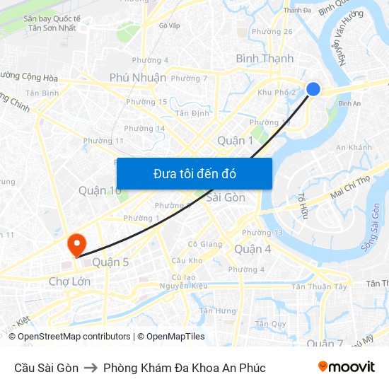 Cầu Sài Gòn to Phòng Khám Đa Khoa An Phúc map