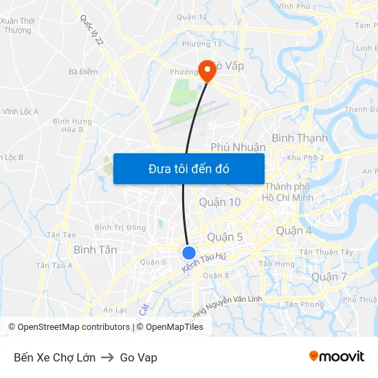 Bến Xe Chợ Lớn to Go Vap map