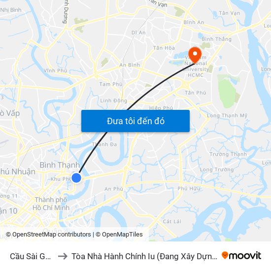 Cầu Sài Gòn to Tòa Nhà Hành Chính Iu (Đang Xây Dựng) map