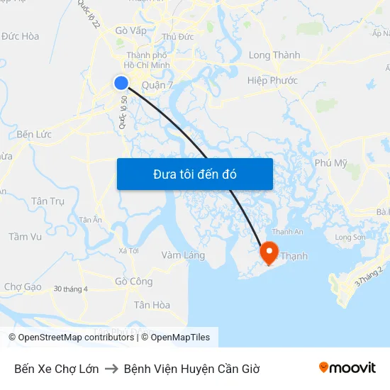 Bến Xe Chợ Lớn to Bệnh Viện Huyện Cần Giờ map