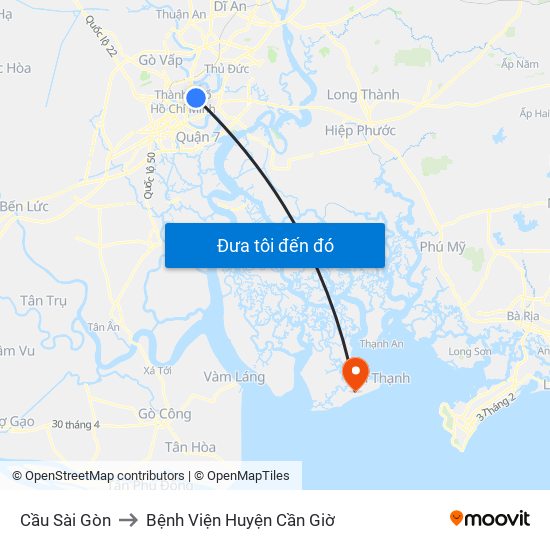Cầu Sài Gòn to Bệnh Viện Huyện Cần Giờ map