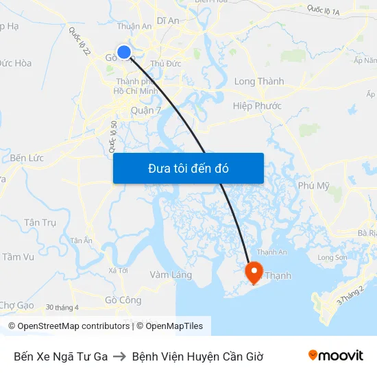 Bến Xe Ngã Tư Ga to Bệnh Viện Huyện Cần Giờ map