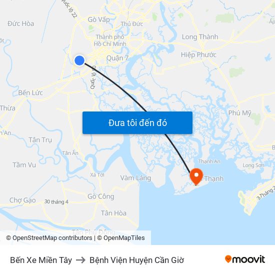 Bến Xe Miền Tây to Bệnh Viện Huyện Cần Giờ map