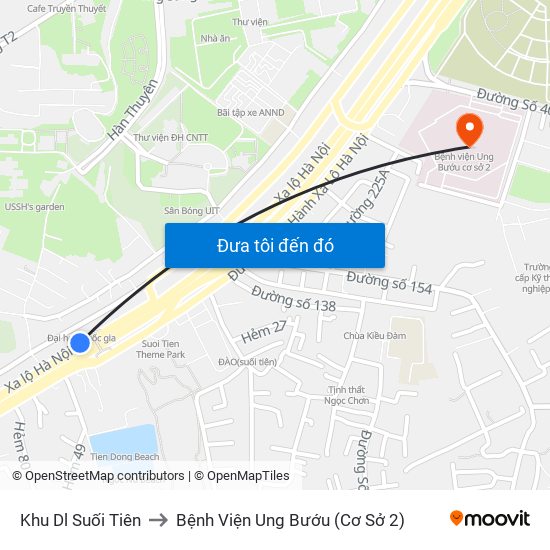 Khu Dl Suối Tiên to Bệnh Viện Ung Bướu (Cơ Sở 2) map