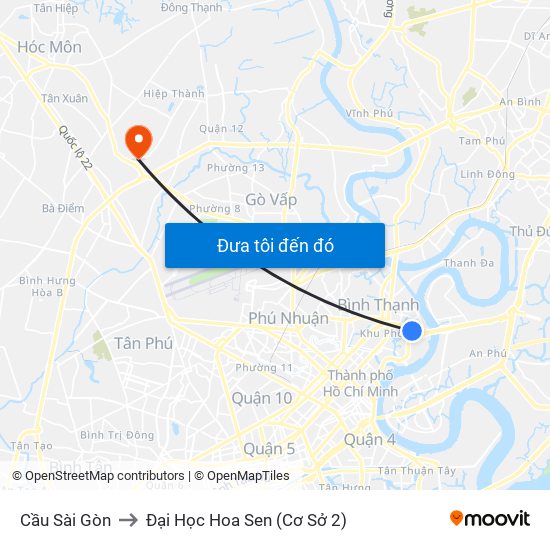 Cầu Sài Gòn to Đại Học Hoa Sen (Cơ Sở 2) map