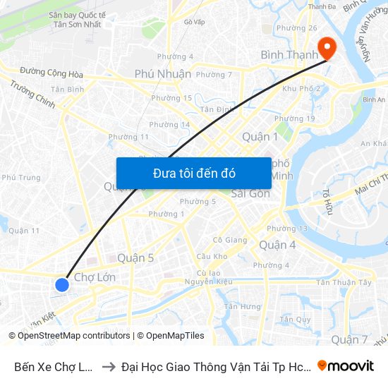 Bến Xe Chợ Lớn to Đại Học Giao Thông Vận Tải Tp Hcm map