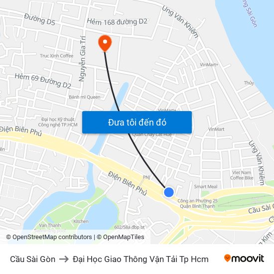 Cầu Sài Gòn to Đại Học Giao Thông Vận Tải Tp Hcm map