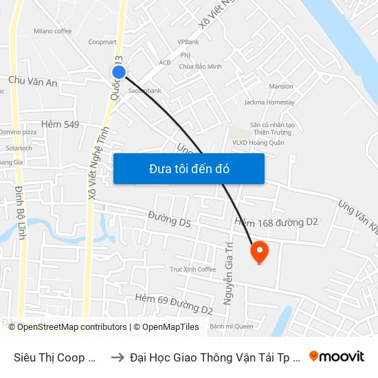 Siêu Thị Coop Mart to Đại Học Giao Thông Vận Tải Tp Hcm map