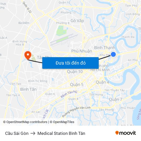 Cầu Sài Gòn to Medical Station Bình Tân map