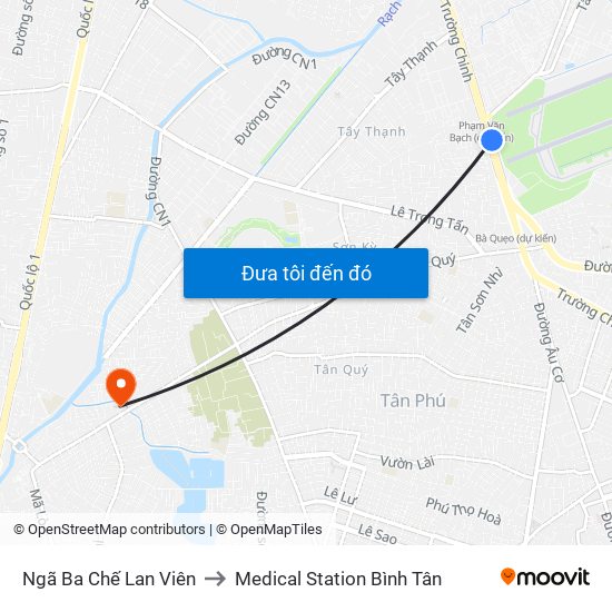 Ngã Ba Chế Lan Viên to Medical Station Bình Tân map