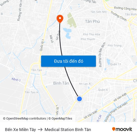 Bến Xe Miền Tây to Medical Station Bình Tân map