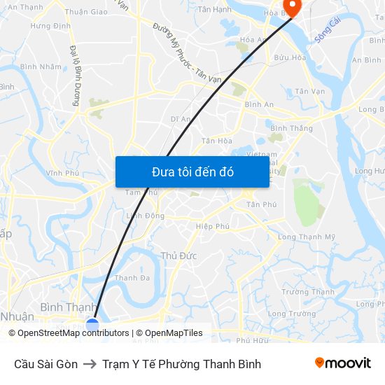 Cầu Sài Gòn to Trạm Y Tế Phường Thanh Bình map