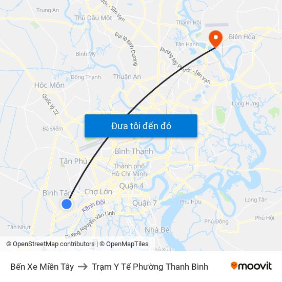Bến Xe Miền Tây to Trạm Y Tế Phường Thanh Bình map