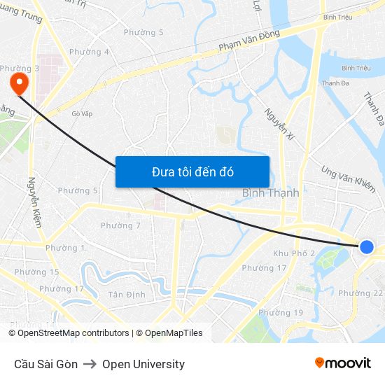 Cầu Sài Gòn to Open University map
