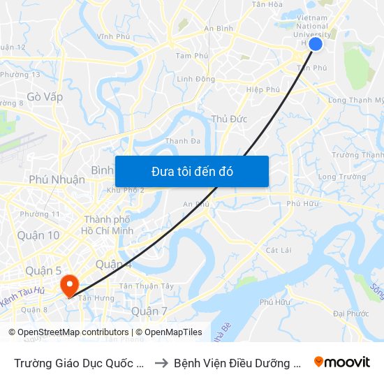 Trường Giáo Dục Quốc Phòng to Bệnh Viện Điều Dưỡng Quận 8 map