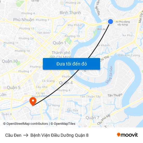 Cầu Đen to Bệnh Viện Điều Dưỡng Quận 8 map