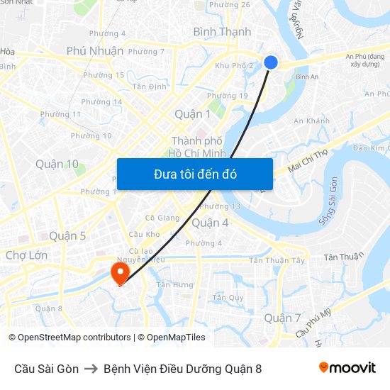 Cầu Sài Gòn to Bệnh Viện Điều Dưỡng Quận 8 map