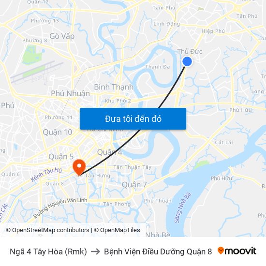 Ngã 4 Tây Hòa (Rmk) to Bệnh Viện Điều Dưỡng Quận 8 map