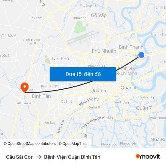 Cầu Sài Gòn to Bệnh Viện Quận Bình Tân map