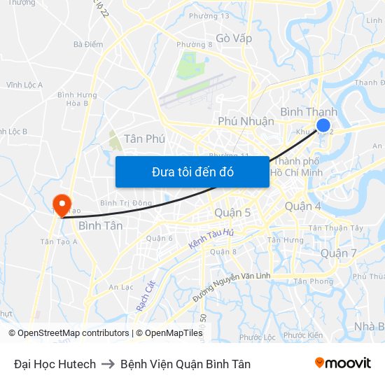 Đại Học Hutech to Bệnh Viện Quận Bình Tân map