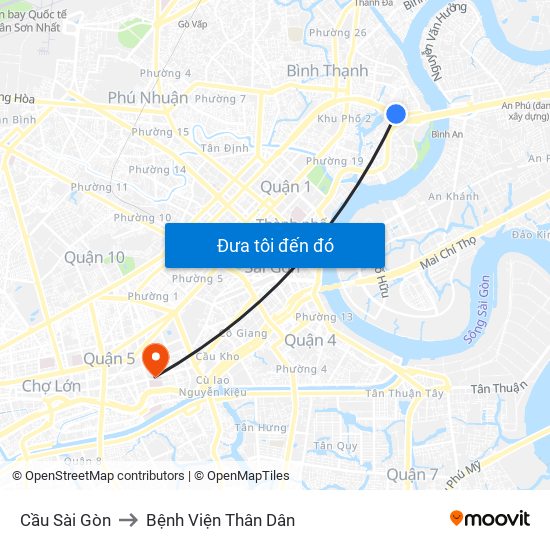 Cầu Sài Gòn to Bệnh Viện Thân Dân map