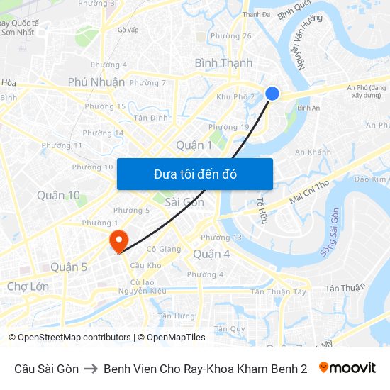 Cầu Sài Gòn to Benh Vien Cho Ray-Khoa Kham Benh 2 map