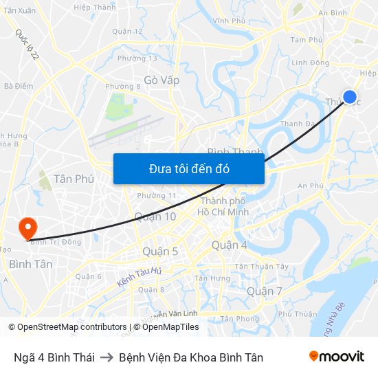 Ngã 4 Bình Thái to Bệnh Viện Đa Khoa Bình Tân map