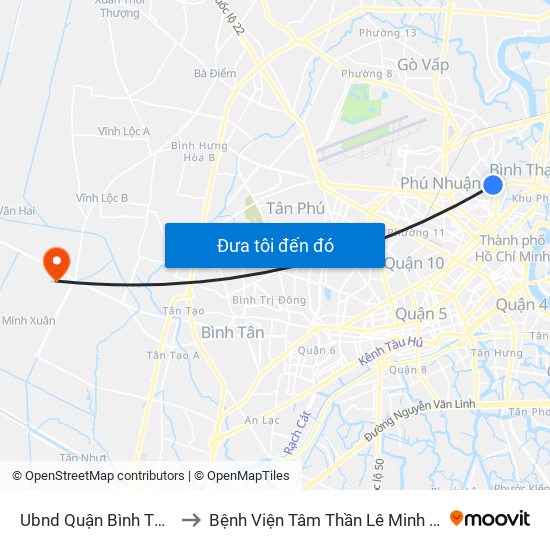 Ubnd Quận Bình Thạnh to Bệnh Viện Tâm Thần Lê Minh Xuân map