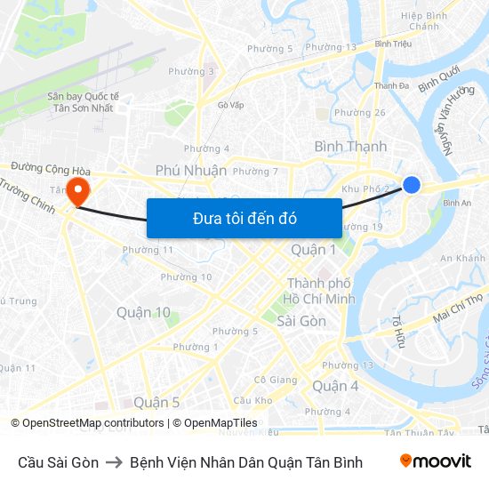 Cầu Sài Gòn to Bệnh Viện Nhân Dân Quận Tân Bình map