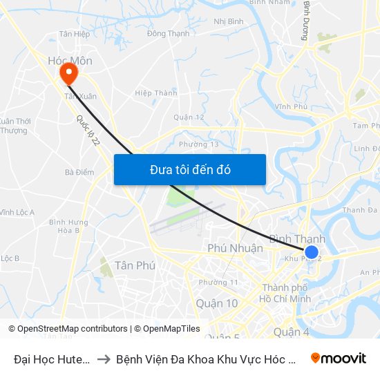 Đại Học Hutech to Bệnh Viện Đa Khoa Khu Vực Hóc Môn map