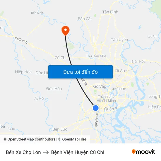 Bến Xe Chợ Lớn to Bệnh Viện Huyện Củ Chi map