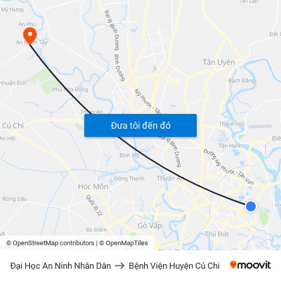 Đại Học An Ninh Nhân Dân to Bệnh Viện Huyện Củ Chi map